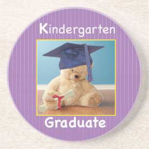 Kindergarten Graduation Teddy Bear on Purple Coaster