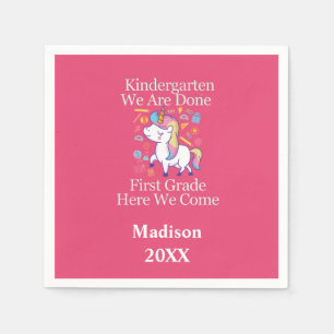 Kindergarten Graduation to First Grade Unicorn Napkin