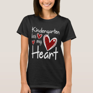 Kindergarten Has My Heart Buffalo Print Teacher Va T-Shirt