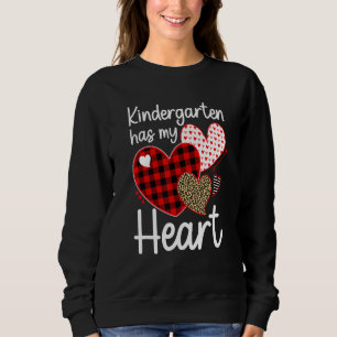Kindergarten Has My Heart Sweeties Leopard Plaid T Sweatshirt