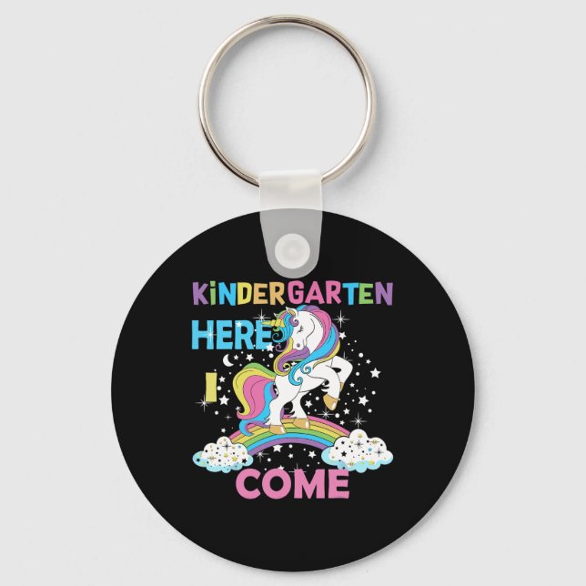 Kindergarten Here I Come School Kindergarten Girl  Key Ring (Front)