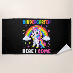 Kindergarten Here I Come Unicorn Back to School Beach Towel