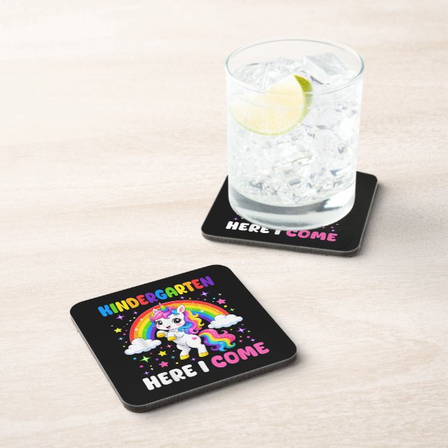  Kindergarten Here I Come Unicorn Back to School Coaster (Right Side)