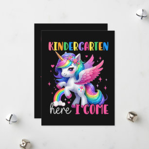 Kindergarten Here I Come Unicorn Back to School Holiday Card