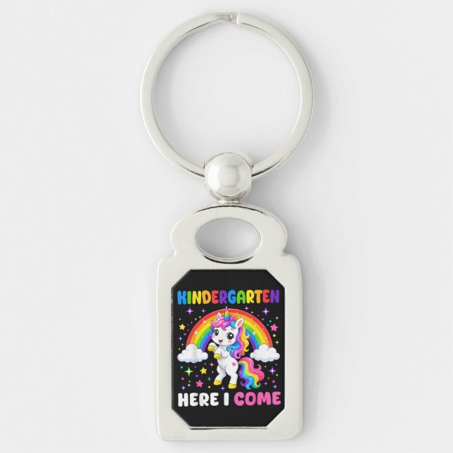  Kindergarten Here I Come Unicorn Back to School Key Ring (Front)