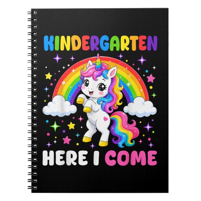 Kindergarten Here I Come Unicorn Back to School Notebook (Front)