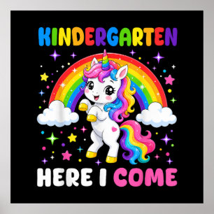 Kindergarten Here I Come Unicorn Back to School Poster