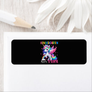 Kindergarten Here I Come Unicorn Back to School Return Address Label