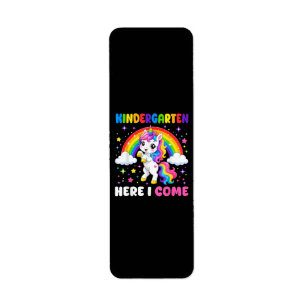 Kindergarten Here I Come Unicorn Back to School Return Address Label