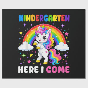 Kindergarten Here I Come Unicorn Back to School Wrapping Paper