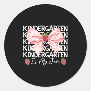 Kindergarten Is My Jam Strawberry Back To School G Classic Round Sticker