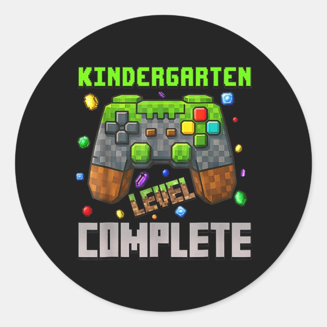 Kindergarten Level Complete First Day Of Kindergar Classic Round Sticker (Front)