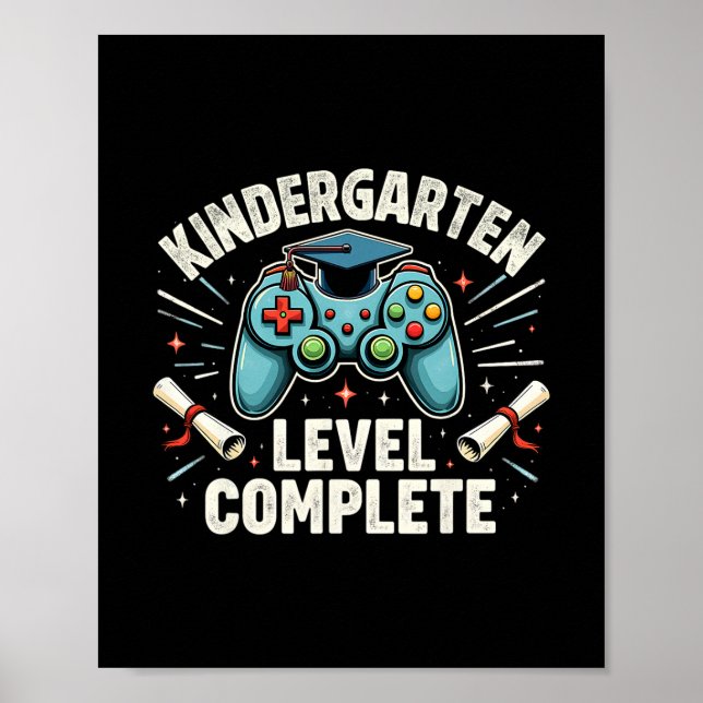 Kindergarten Level Complete Funny Graduation 2025  Poster (Front)