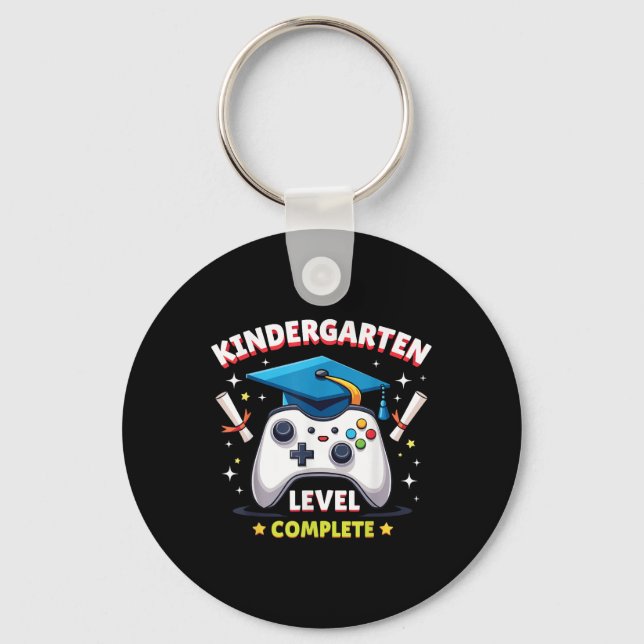 Kindergarten Level Complete Gamer Pixel Adventure  Key Ring (Front)