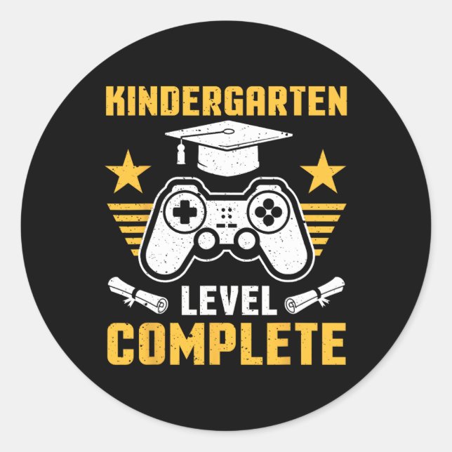 Kindergarten Level Complete Graduation Cl 2025 Gam Classic Round Sticker (Front)