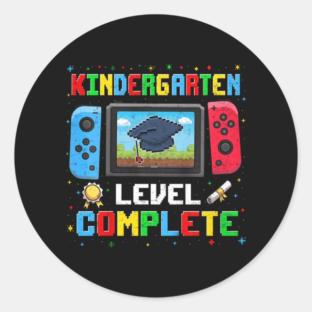 Kindergarten Level Complete Last Day Of School Gra Classic Round Sticker (Front)