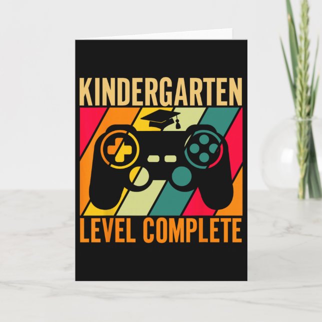 Kindergarten Level Complete Retro Graduation 2025  Card (Front)