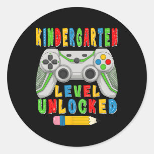 Kindergarten Level Unlocked Ck To School Gamer Boy Classic Round Sticker