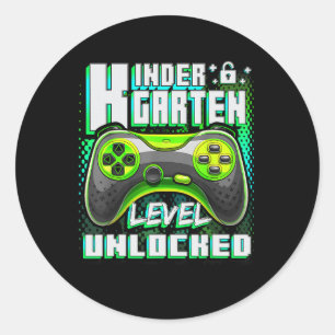 Kindergarten Level Unlocked Funny Gamer Boys Back Classic Round Sticker
