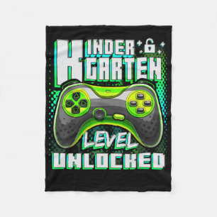 Kindergarten Level Unlocked Funny Gamer Boys Back Fleece Blanket