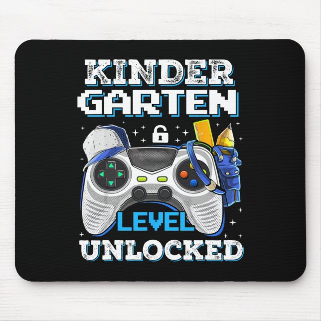 Kindergarten Level Unlocked Funny Gamer Boys Back  Mouse Pad (Front)