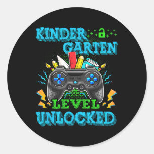 Kindergarten Level Unlocked Video Game Ck To Schoo Classic Round Sticker