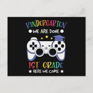 Kindergarten Moving Up To 1st Grade Gamer Gift Postcard