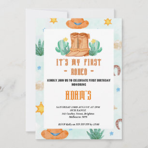 kindergarten My First Rodeo Cowboy  Invitation