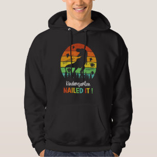 Kindergarten Nailed It Retro Dinosaur School Gradu Hoodie