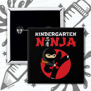 Kindergarten Ninja Kick First Day Back To School 15 Cm Square Badge