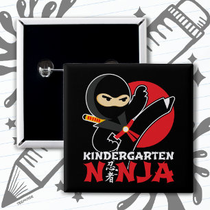 Kindergarten Ninja Kick First Day Back To School 15 Cm Square Badge