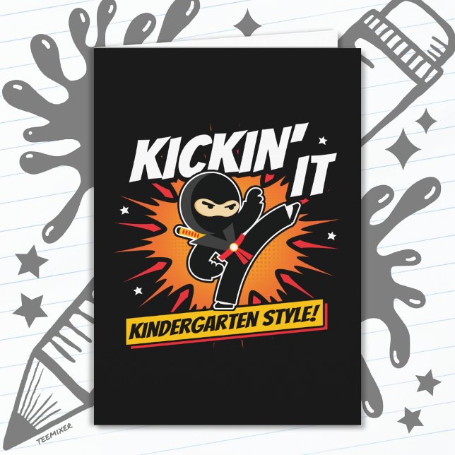 Kindergarten Ninja Kick First Day Back To School Card (Creator Uploaded)