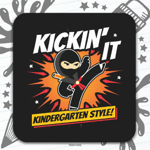 Kindergarten Ninja Kick First Day Back To School Square Sticker