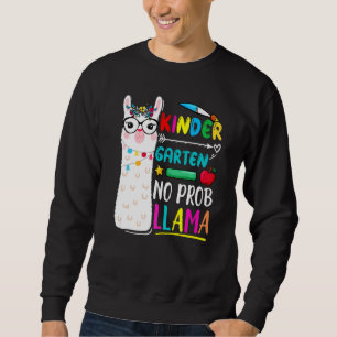 Kindergarten No Prob Llama Teacher 100 Days Of Sch Sweatshirt