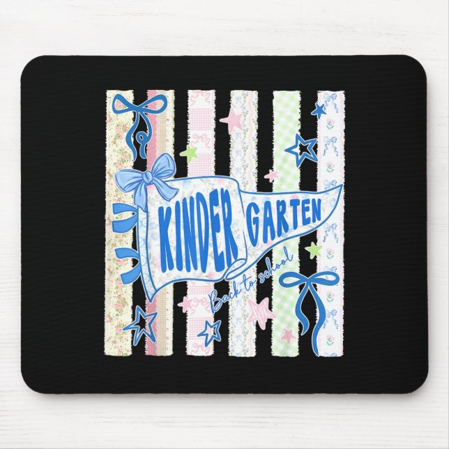 Kindergarten pennant bow back to school teacher mouse pad (Front)