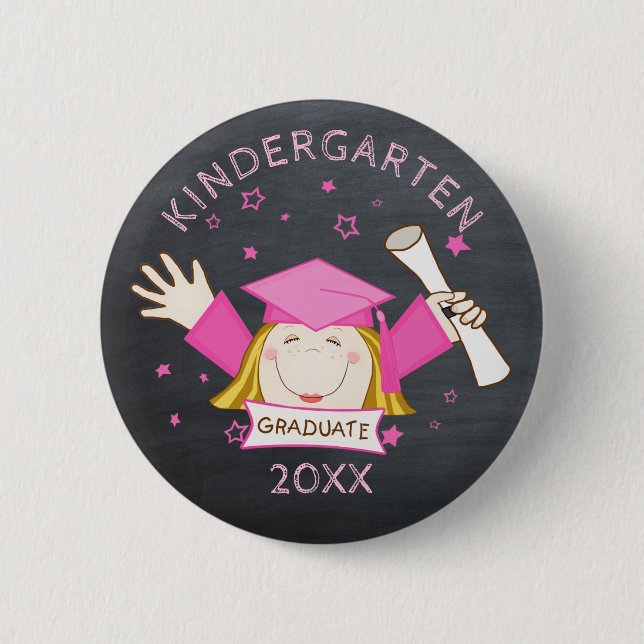 Kindergarten Pre-School Custom Girl Graduate 6 Cm Round Badge (Front)