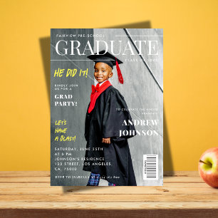 Kindergarten Pre-School Graduation Magazine Cover Invitation