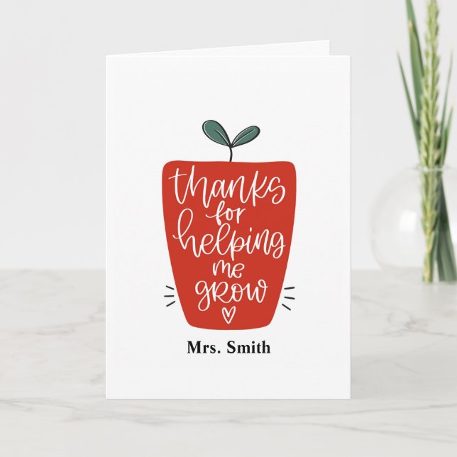 Kindergarten, Pre-School Teacher Appreciation Card (Front)