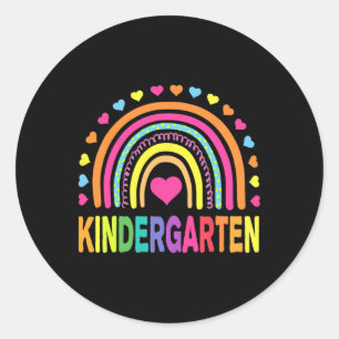 Kindergarten Rainbow Girls Boys Teacher Team Kinde Classic Round Sticker