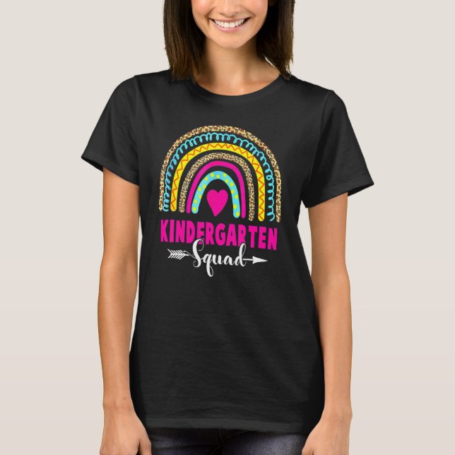 Kindergarten Rainbow Girls Boys Teacher Team Kinde T-Shirt (Front)