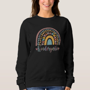 Kindergarten Rainbow Leopard Girls Teacher Back To Sweatshirt