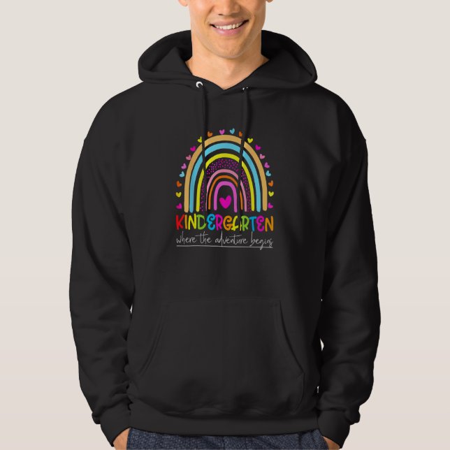 Kindergarten Rainbow Teacher Welcome Back To Schoo Hoodie (Front)