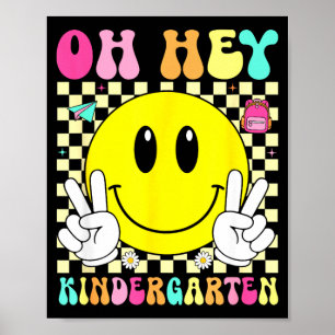 Kindergarten retro smile back to school first day  poster