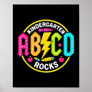 Kindergarten Rocks Abcd Back To School Funny Rock Poster