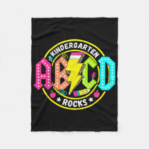 Kindergarten Rocks Abcd Ck To School Funny Rock Te Fleece Blanket