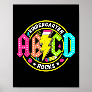Kindergarten Rocks Abcd Ck To School Funny Rock Te Poster