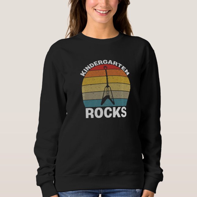 Kindergarten Rocks With Guitar Back To School Boys Sweatshirt (Front)