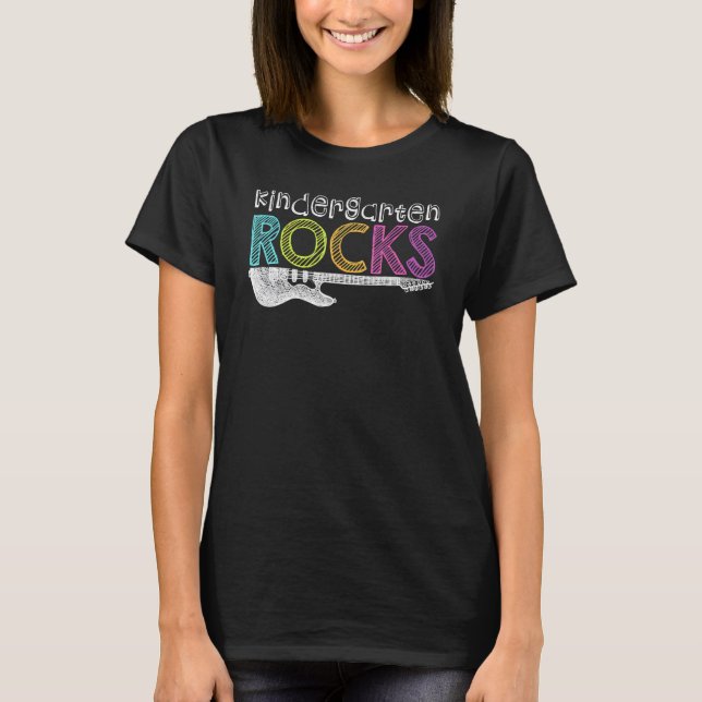 Kindergarten Rocks With Guitar Back To School Teac T-Shirt (Front)