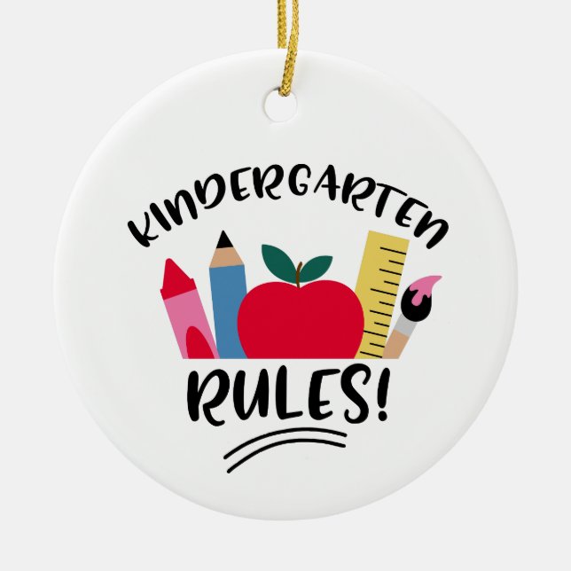 Kindergarten Rules Ceramic Ornament (Front)