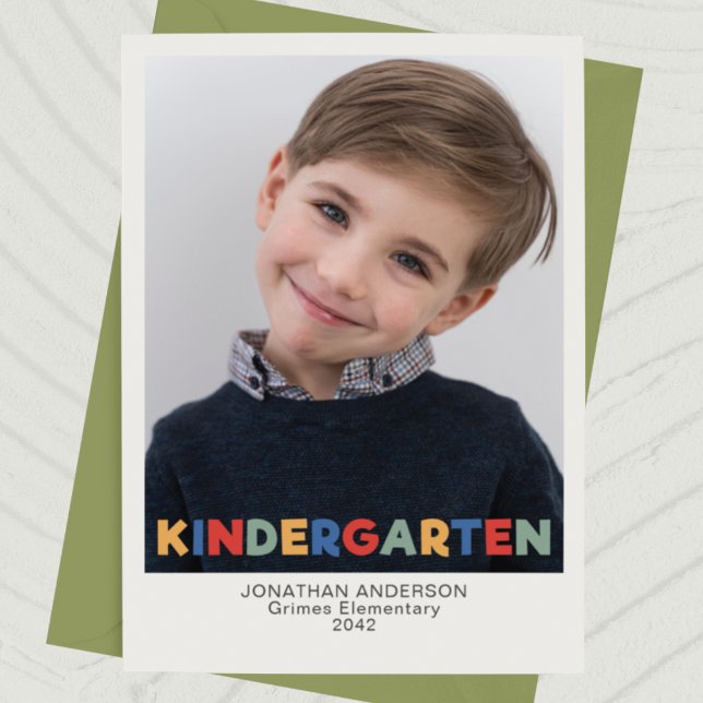 Kindergarten School Year Photo Keepsake Card (Creator Uploaded)
